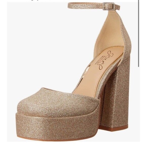 JEWEL BY BADGLEY MISCHKA Giada Round Toe Platform Shoe Size 9.5 Gold NEW Sparkle - Picture 1 of 11
